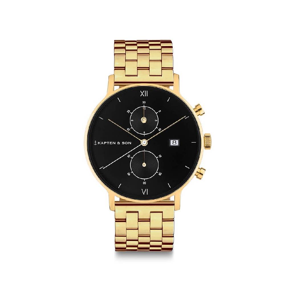 Kpten & Son Chrono Small Gold Black Steel Neueste Mode