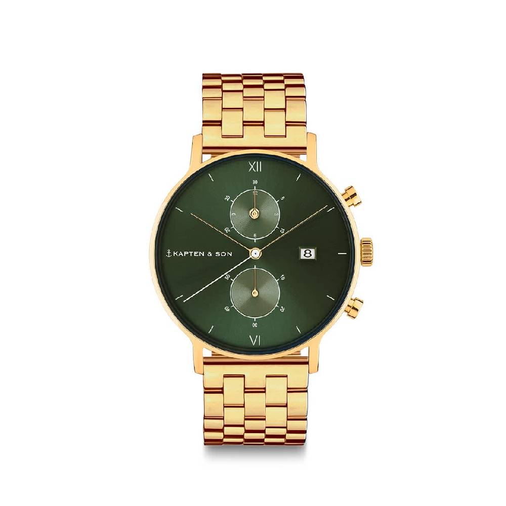 Kpten & Son Chrono Small Gold Green Steel Zeitlich begrenztes Angebot