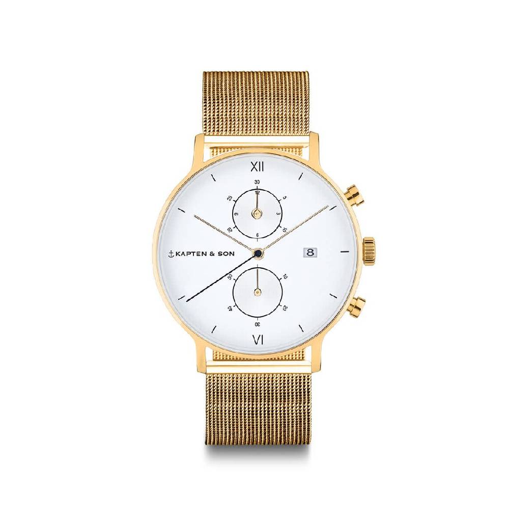 Kpten & Son Chrono Small Gold Mesh Blitzangebot
