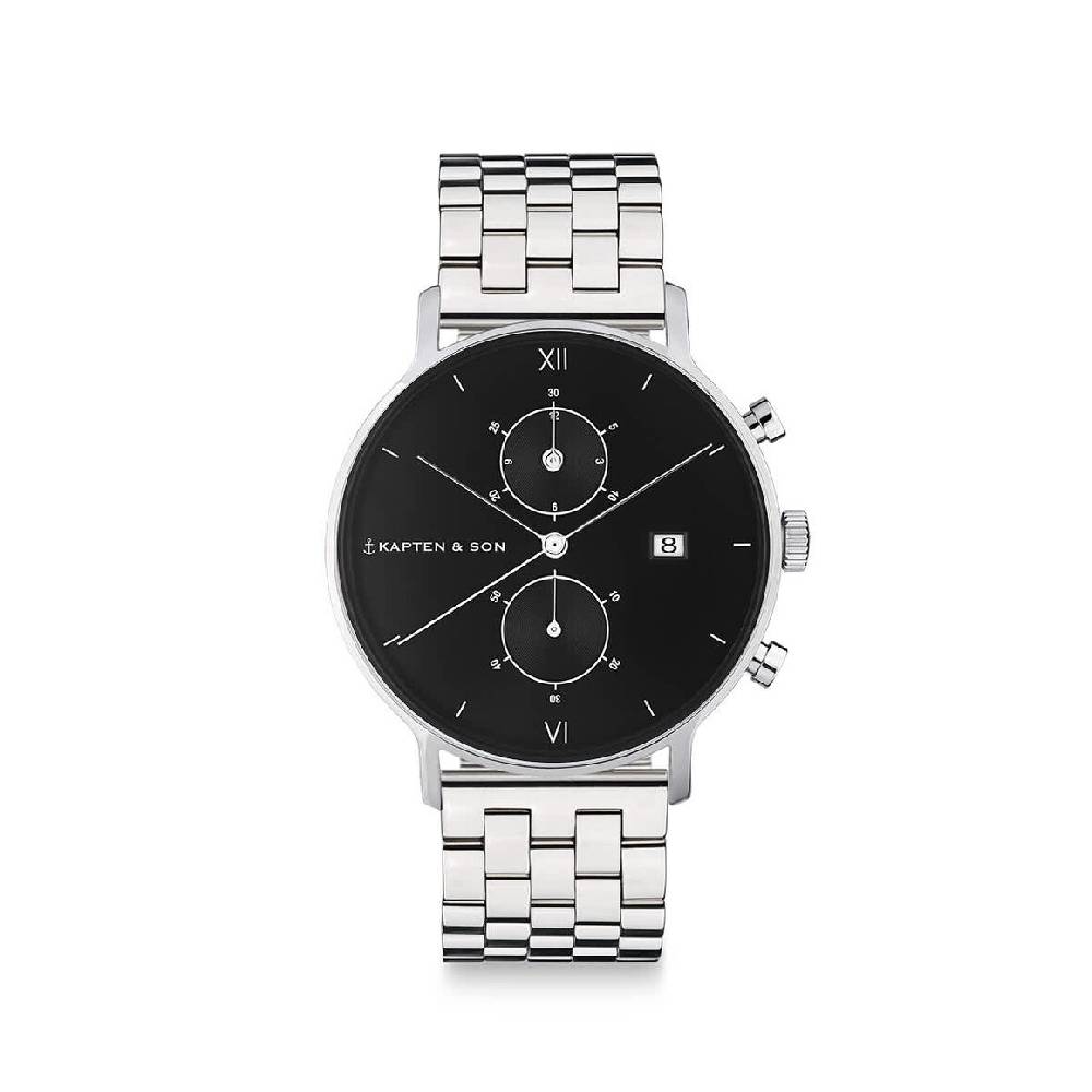 Kpten & Son Chrono Small Silver Black Steel Saisonale Angebote