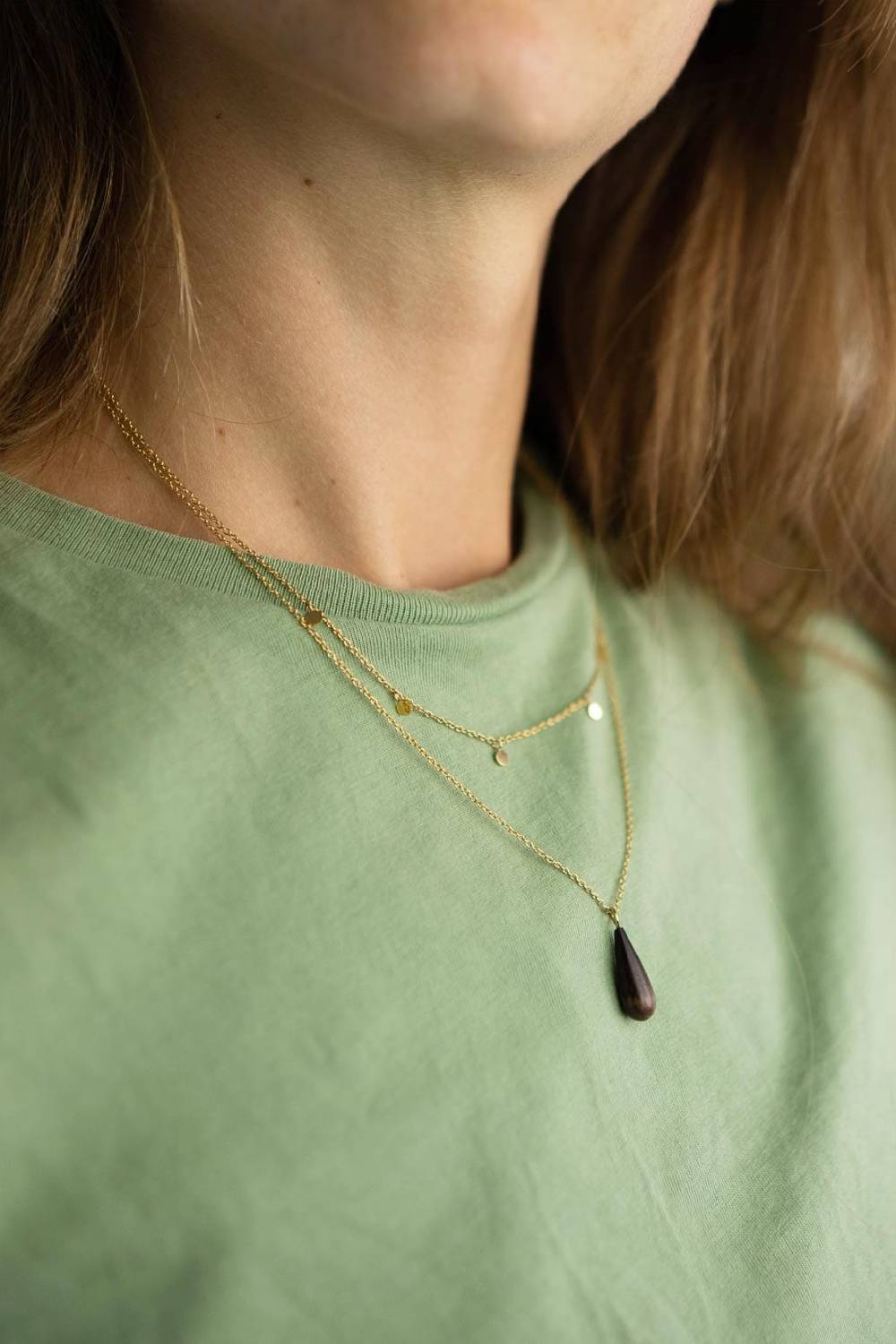 Kerbholz DROP DOUBLE NECKLACE Walnuss Nur noch ein Tag übrig