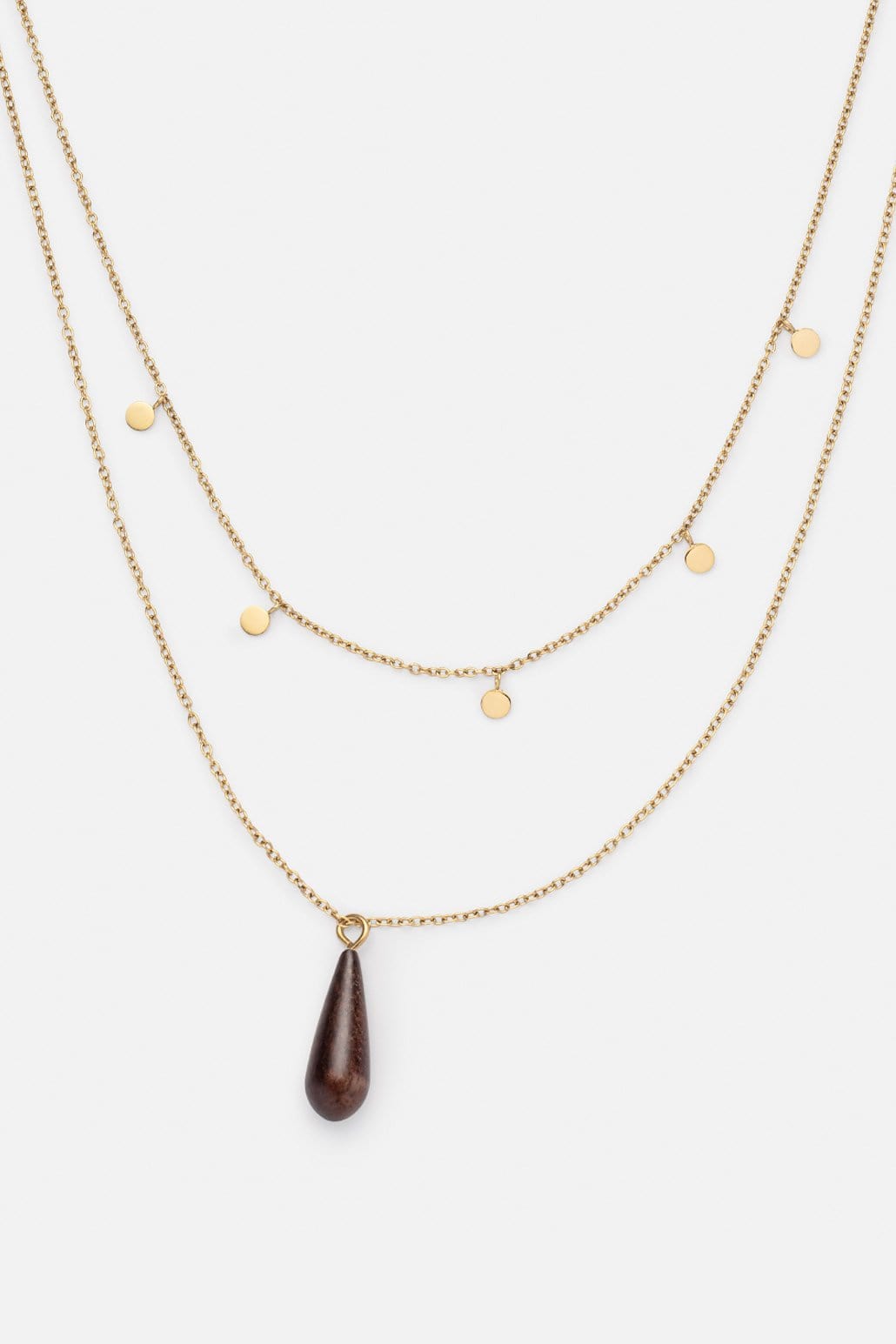 Kerbholz DROP DOUBLE NECKLACE Walnuss Riesige Rabatte