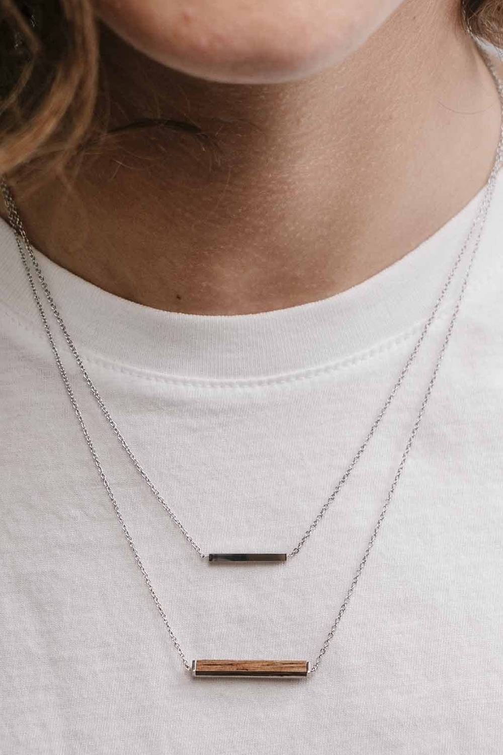 Kerbholz RECTANGLE NECKLACE Walnuss Schlussverkauf