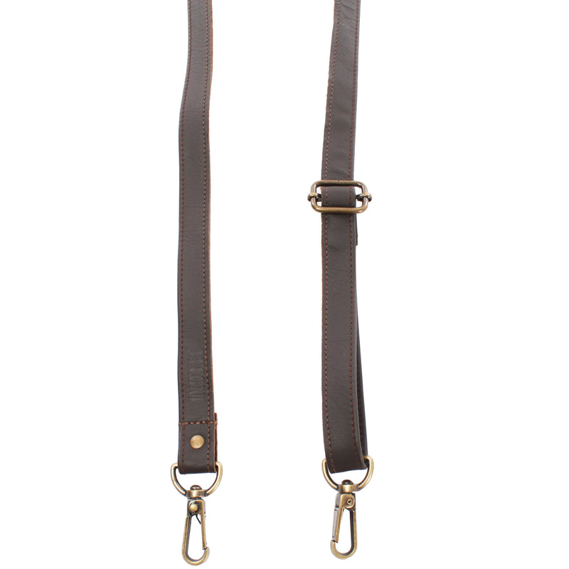 Leconi Trageriemen Leder dunkelbraun schmal 150cm LEC-R4 Neuheiten