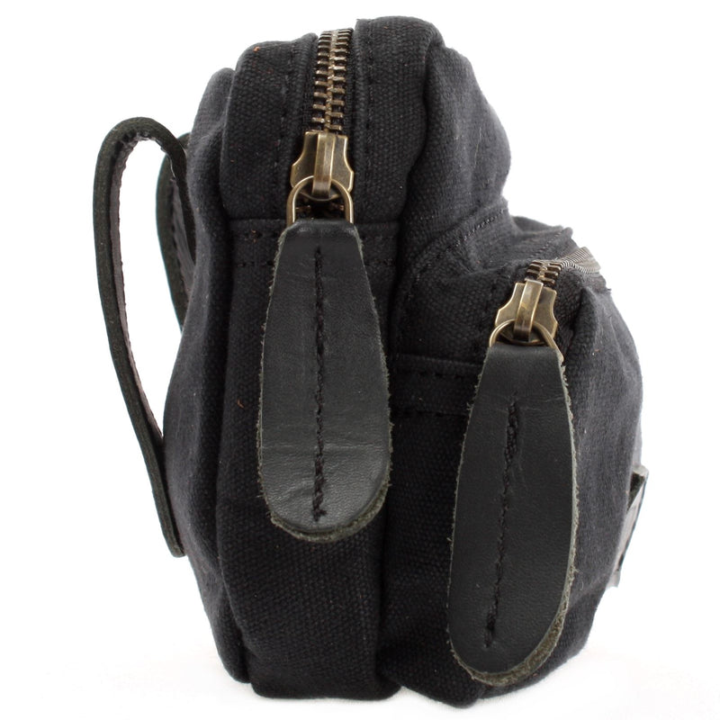 Leconi Gürteltasche Bauchtasche Hüfttasche Leder Canvas schwarz LE3037 Bestseller