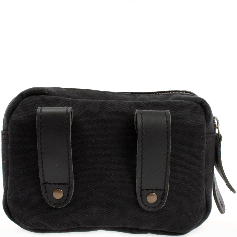 Leconi Gürteltasche Bauchtasche Hüfttasche Leder Canvas schwarz LE3037 Bestseller