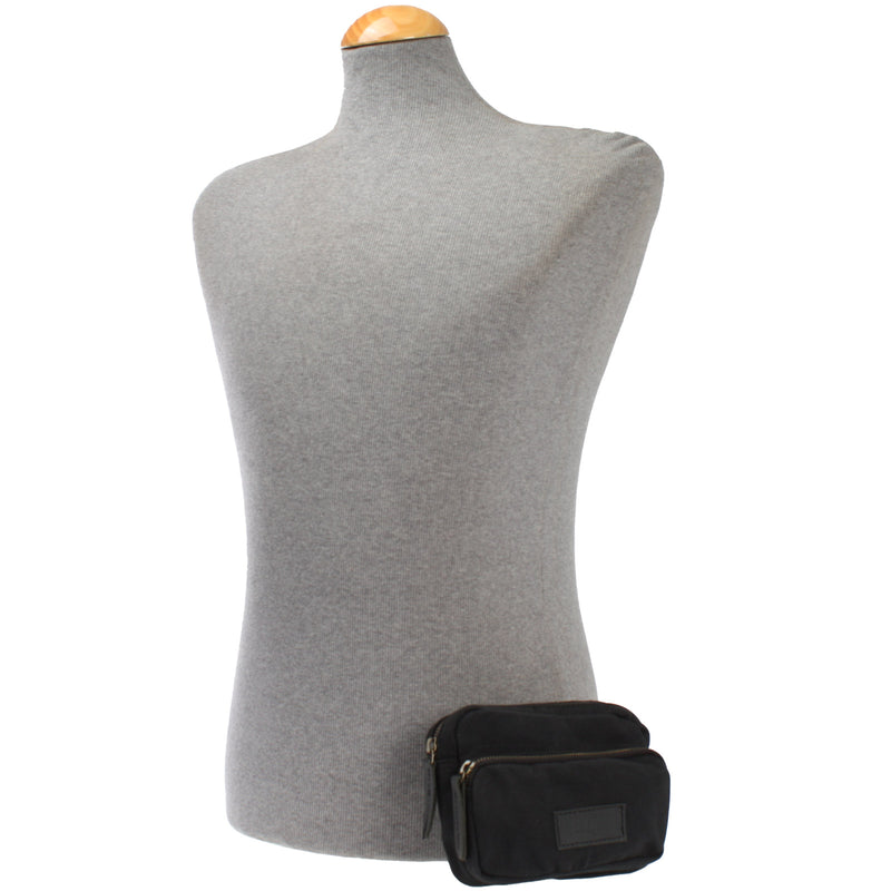 Leconi Gürteltasche Bauchtasche Hüfttasche Leder Canvas schwarz LE3037 Bestseller