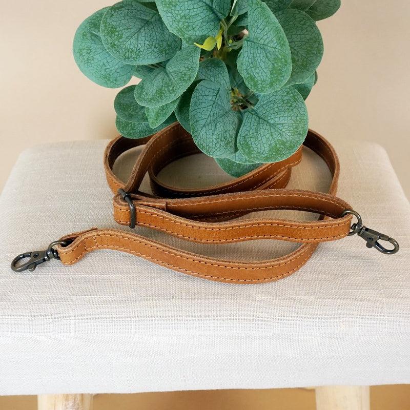 Leconi schmaler Trageriemen Schultergurt Leder 1,6cm x 150cm cognac LEC-R8 Tiefpreis