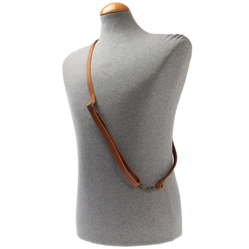 Leconi schmaler Trageriemen Schultergurt Leder 1,6cm x 150cm cognac LEC-R8 Tiefpreis