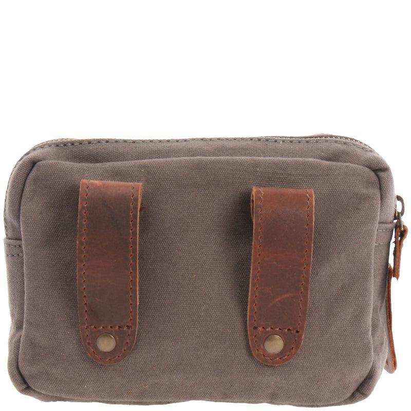 Leconi Gürteltasche Bauchtasche Canvas Rindsleder grau LE3037 Wochenangebot