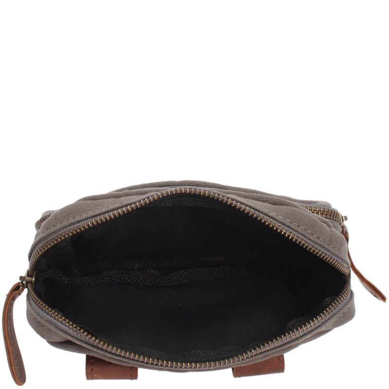 Leconi Gürteltasche Bauchtasche Canvas Rindsleder grau LE3037 Wochenangebot