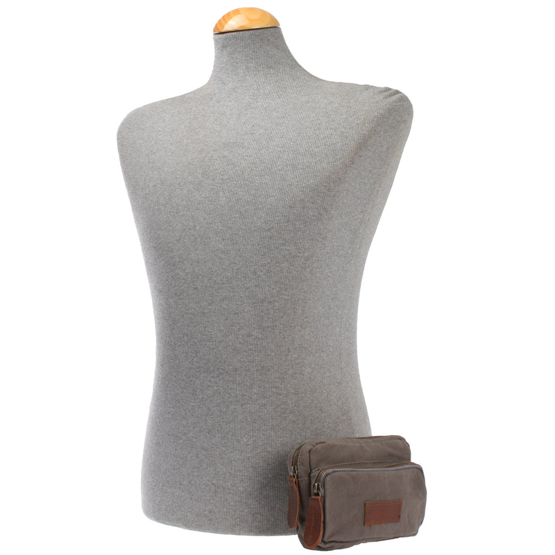 Leconi Gürteltasche Bauchtasche Canvas Rindsleder grau LE3037 Wochenangebot
