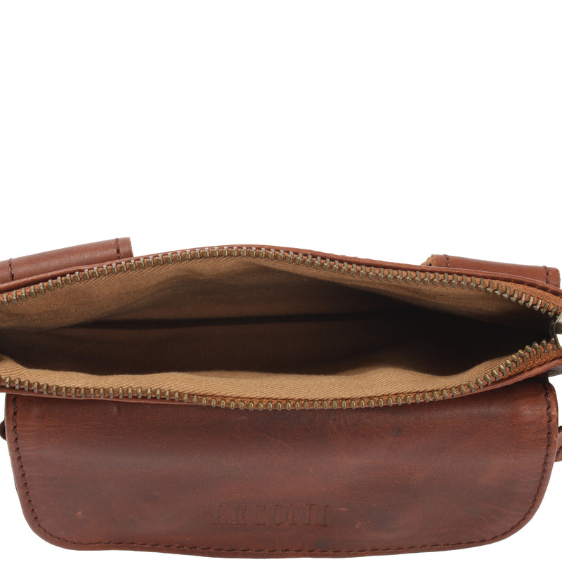 Leconi Gürteltasche Bauchtasche Hüfttasche Damen Herren Rindsleder braun LE9019 Letzte 3 Tage