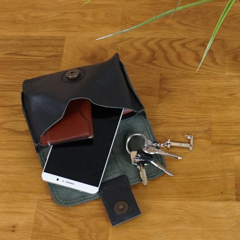 Leconi Gürteltasche Bauchtasche Hüfttasche Damen Herren Leder schwarz LE9005 Neueste Stile