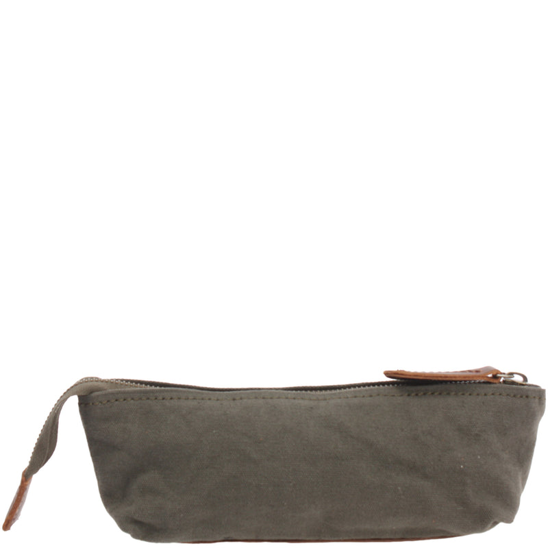 Leconi Stiftemappe Federtasche Stifteetui Federmappe Damen Herren Canvas Leder grün LE9026 Discount Store für neue Produkte
