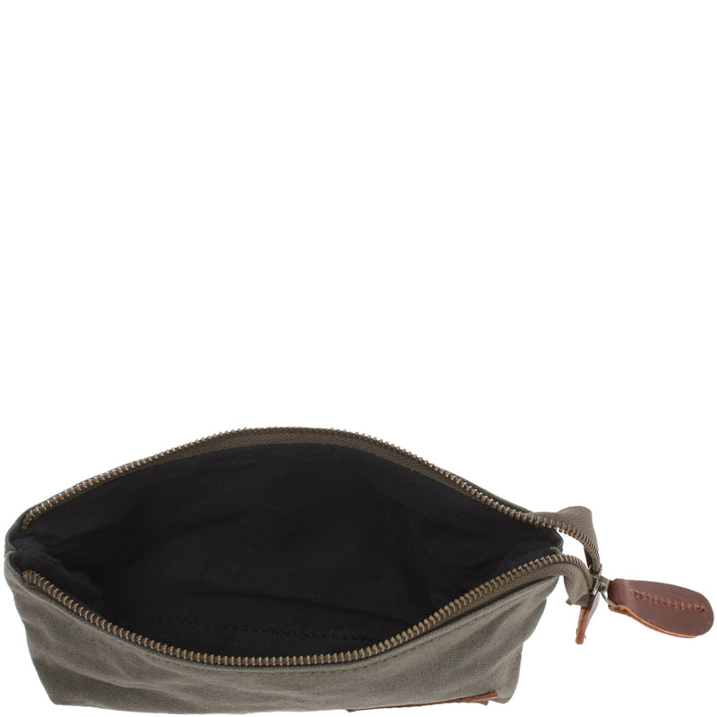 Leconi Stiftemappe Federtasche Stifteetui Federmappe Damen Herren Canvas Leder grün LE9026 Discount Store für neue Produkte