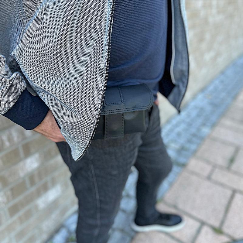 Leconi große Gürteltasche Bauchtasche Hüfttasche Damen Herren Rindsleder schwarz LE9030 50% Rabatt mit kostenlosem Versand