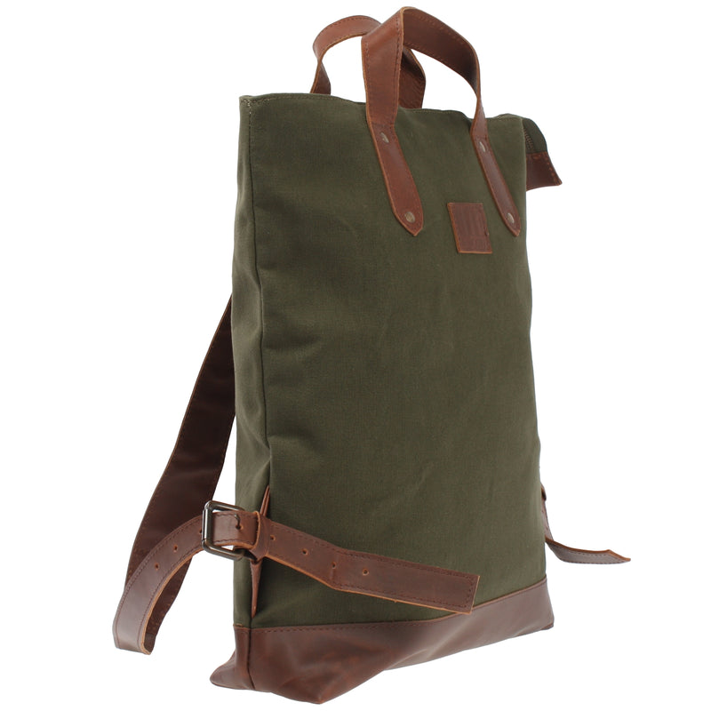 Leconi Freizeitrucksack Rucksack DIN A4 Canvas Leder grün LE1021 Begrenzt auf 3 Tage