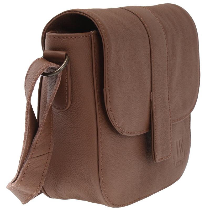 Leconi kleine Schultertasche Umhängetasche Damentasche Leder rehbraun LE0074 Speichern exportieren