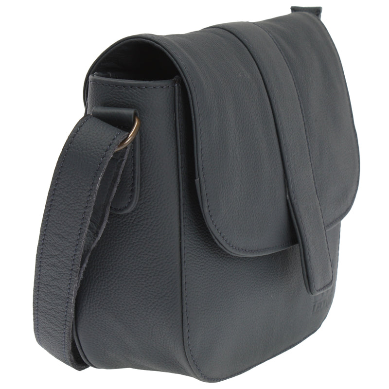 Leconi kleine Schultertasche Umhängetasche Damentasche Leder navy LE0074 Im Verkauf
