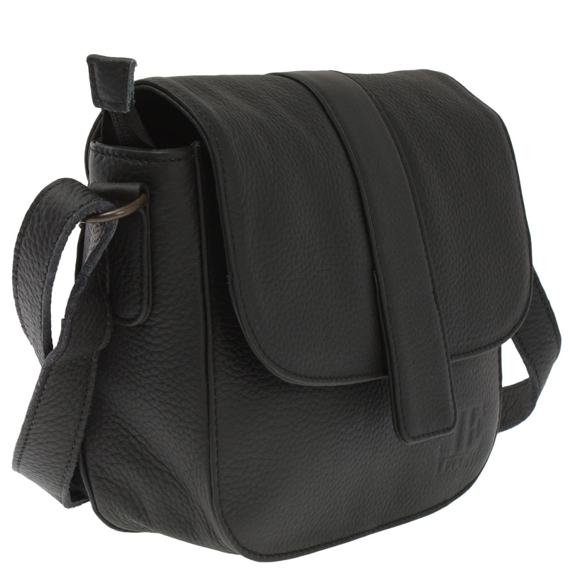 Leconi kleine Schultertasche Umhängetasche Damentasche Leder schwarz LE0074 zollfrei