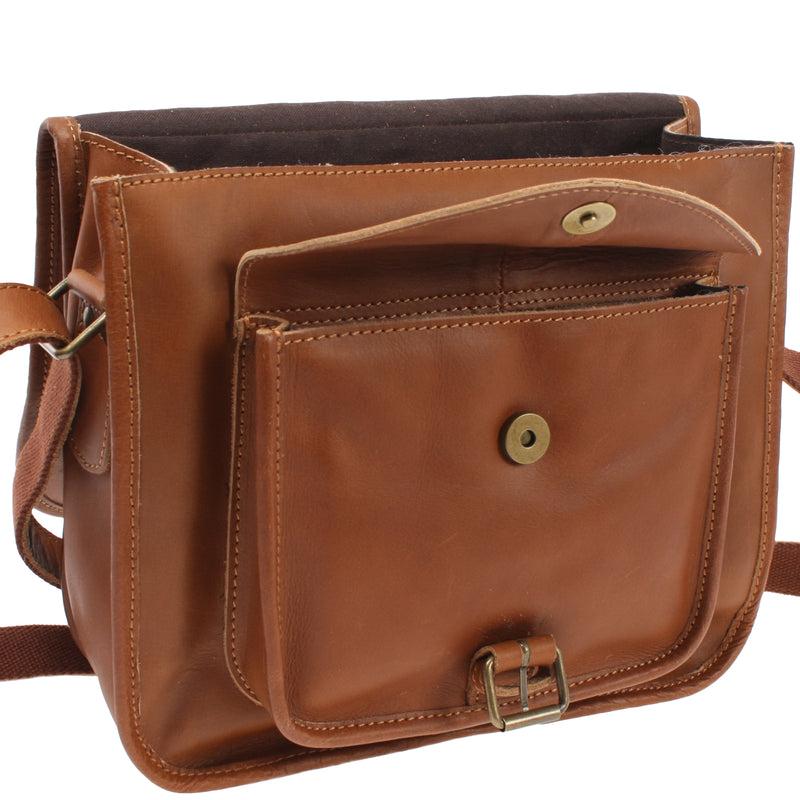 Leconi Umhängetasche Schultertasche Freizeittasche Büffelleder cognac LE3085 Rabatte dieses Monats