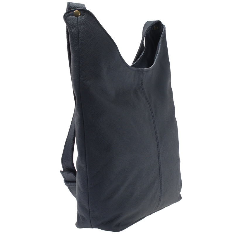 Leconi mittlere Umhängetasche Schultertasche Beuteltasche Damentasche Leder navy LE0072 2025