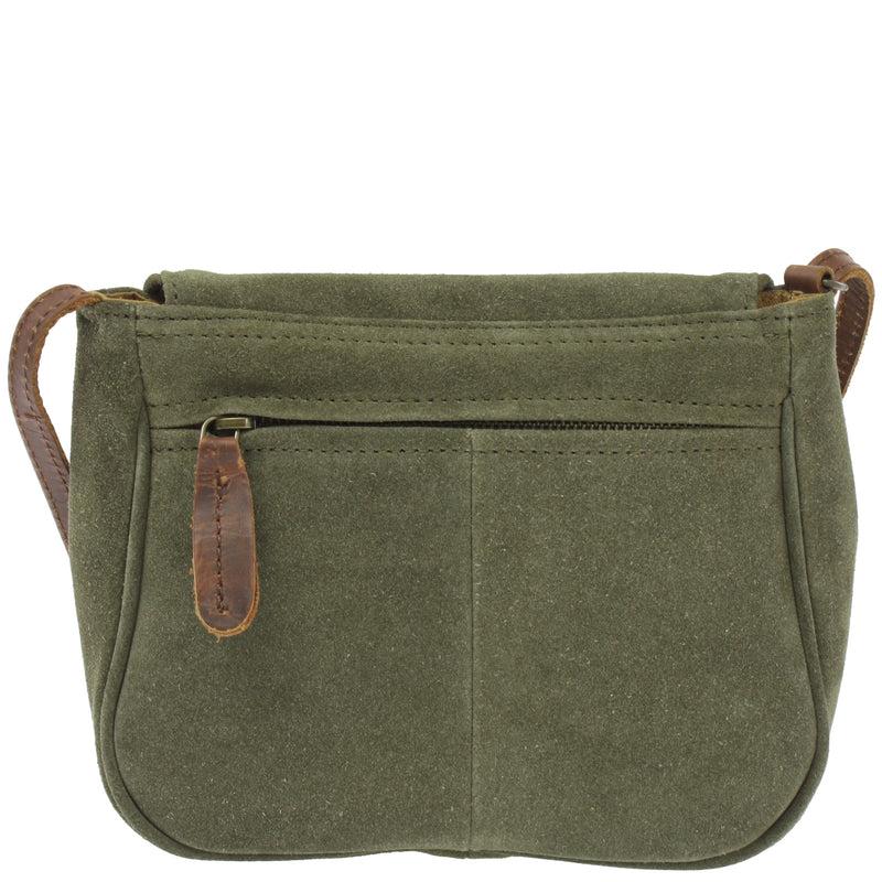 Leconi kleine Umhängetasche Ledertasche Damentasche Schultertasche Veloursleder grün LE3047 Auslauf