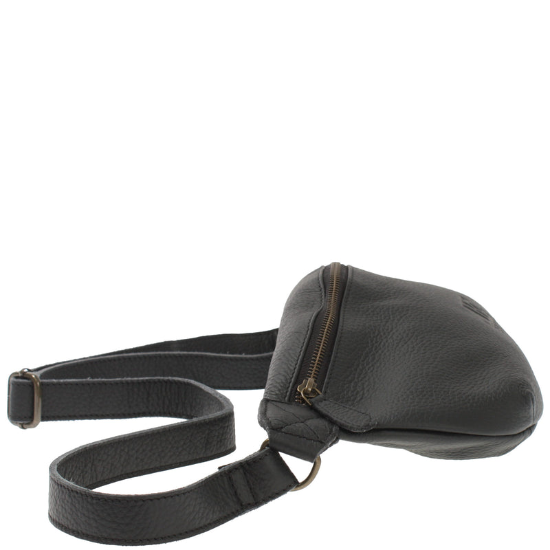 Leconi große Bauchtasche Umhängetasche Crossbody Ledertasche Leder schwarz LE3088 Verkauf