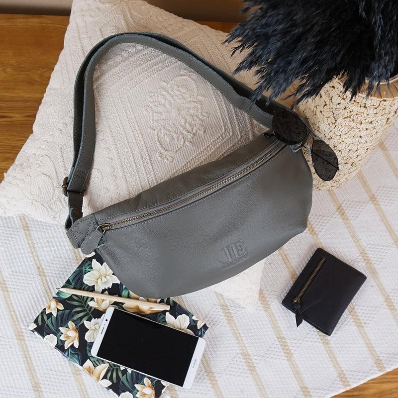 Leconi große Bauchtasche Umhängetasche Crossbody Ledertasche Leder oliv LE3088 Angebote