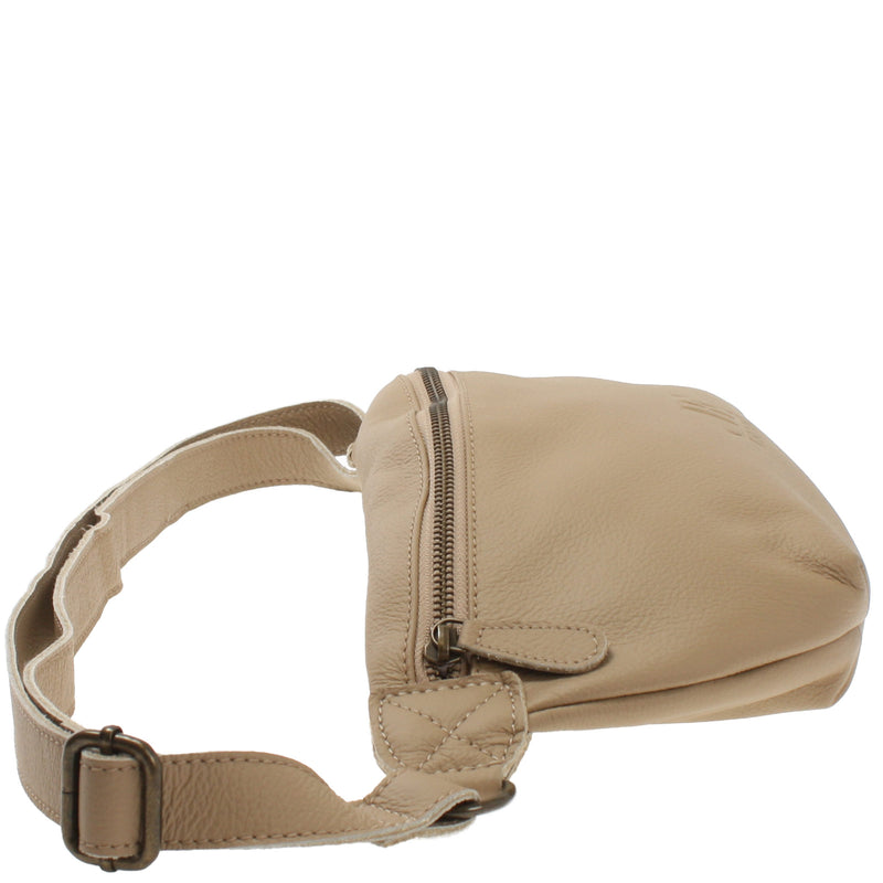 Leconi große Bauchtasche Umhängetasche Crossbody Ledertasche Leder sand LE3088 Hotsell