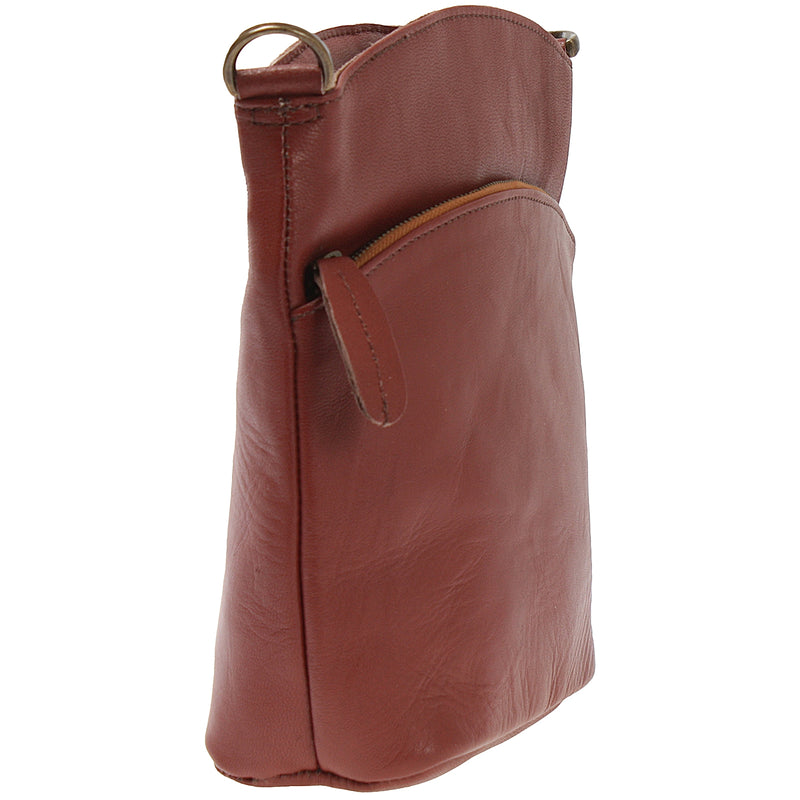 Leconi kleine Umhängetasche Schultertasche Freizeittasche Leder rotbraun LE3049 Günstiger Verkauf