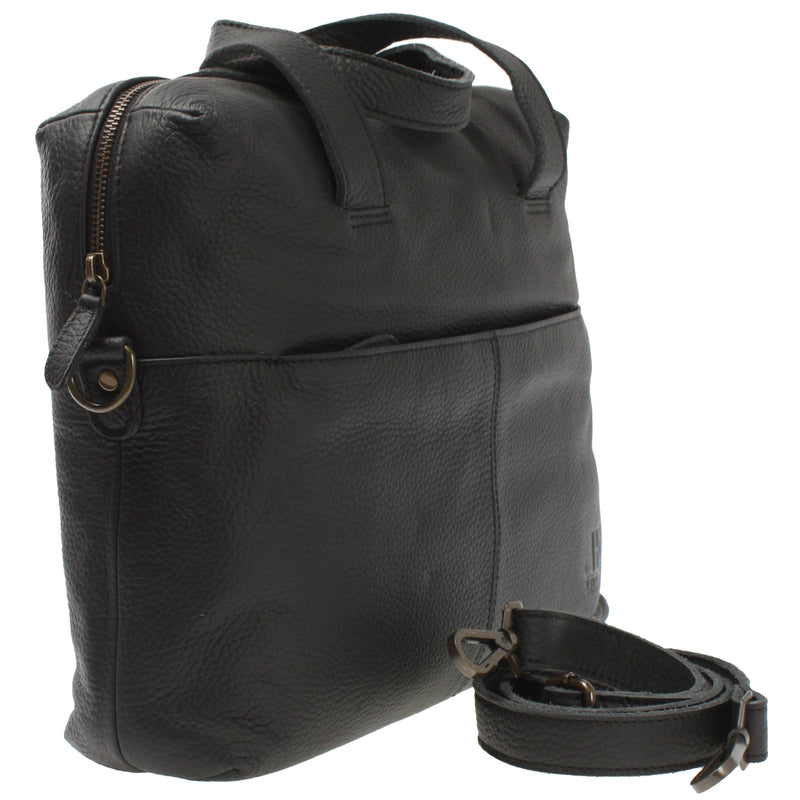 Leconi Schultertasche Henkeltasche Shopper DIN A4 Handtasche Damen Leder schwarz LE0059 Meist gekauft