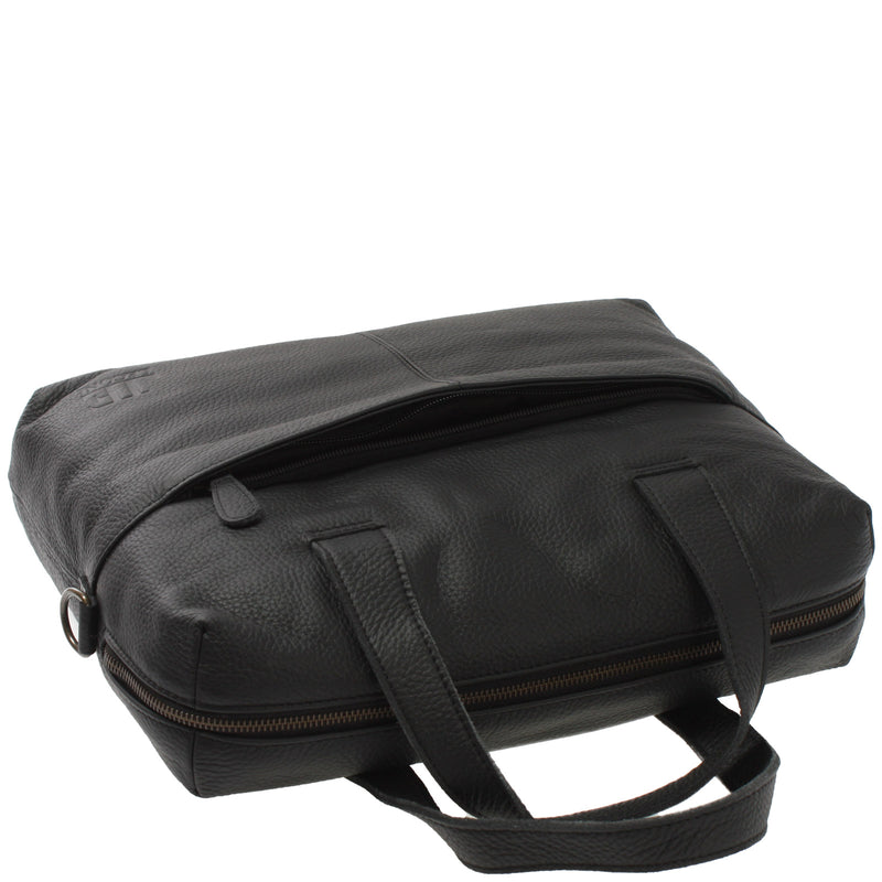Leconi Schultertasche Henkeltasche Shopper DIN A4 Handtasche Damen Leder schwarz LE0059 Meist gekauft