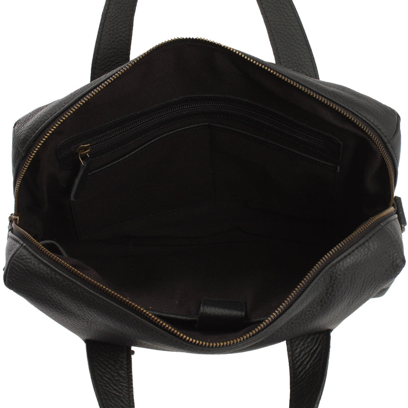 Leconi Schultertasche Henkeltasche Shopper DIN A4 Handtasche Damen Leder schwarz LE0059 Meist gekauft
