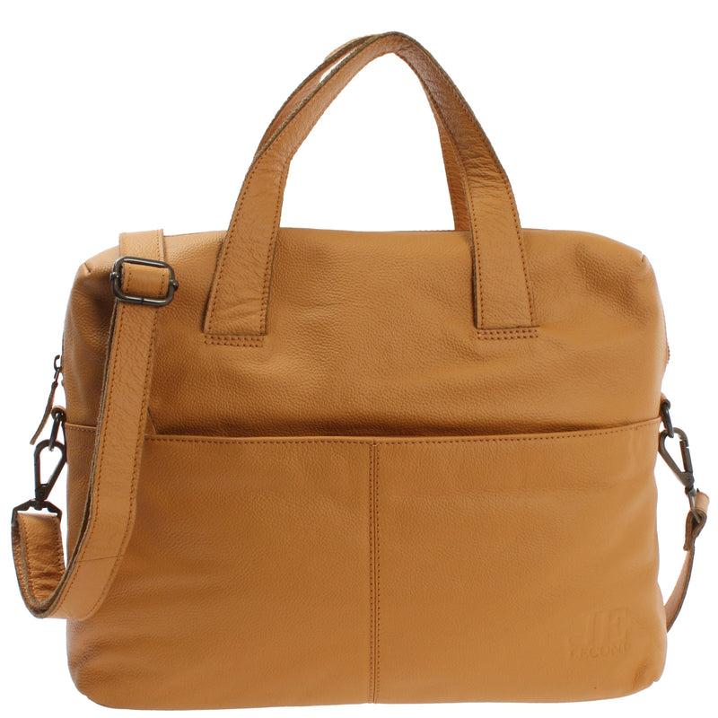 Leconi Schultertasche Henkeltasche Shopper DIN A4 Handtasche Damen Leder senf LE0059 Kostenloser Versand