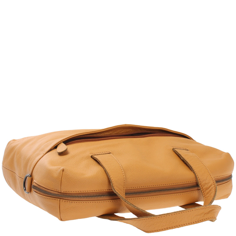 Leconi Schultertasche Henkeltasche Shopper DIN A4 Handtasche Damen Leder senf LE0059 Kostenloser Versand