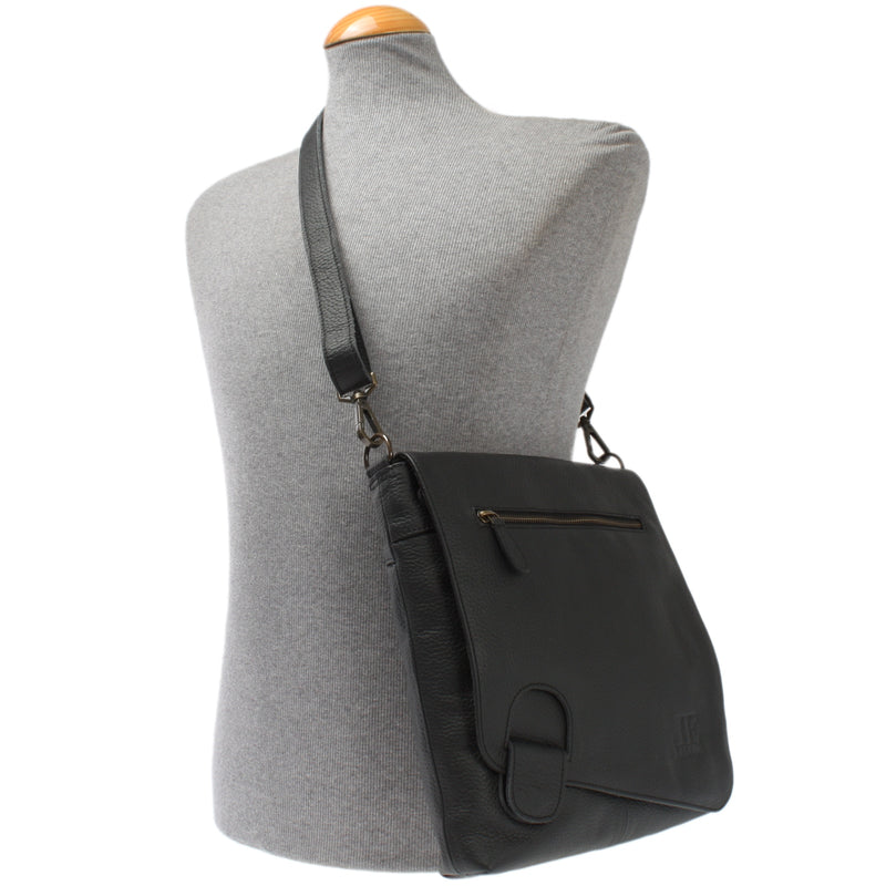 Leconi Umhängetasche Ledertasche Damen Schultertasche Leder schwarz LE3073 Limitierter Zeitrabatt