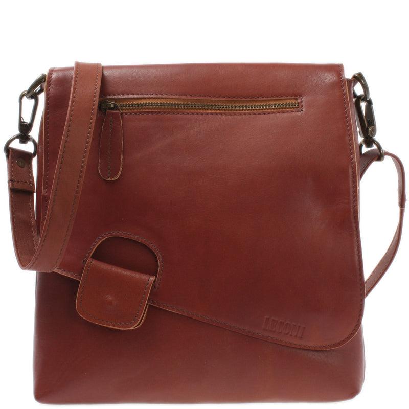 Leconi Umhängetasche Ledertasche Schultertasche Leder rotbraun LE3027