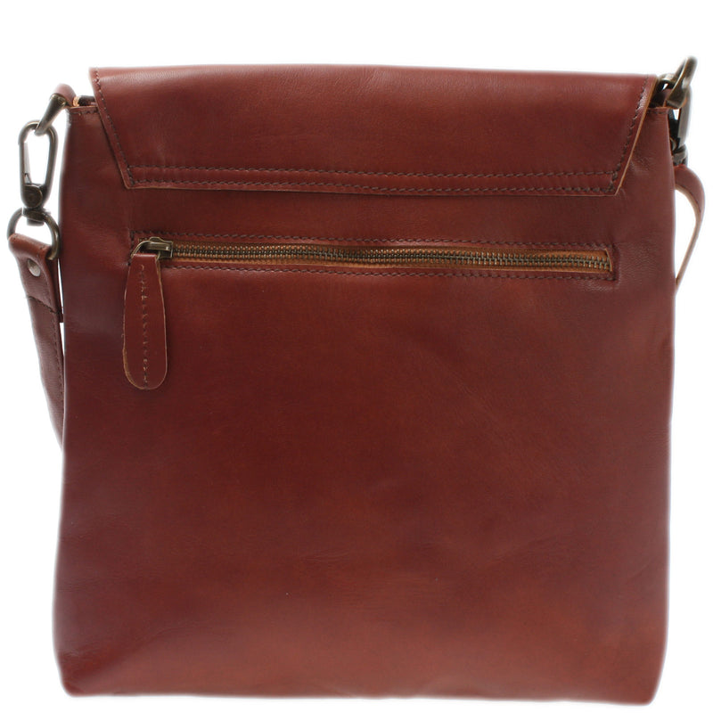 Leconi Umhängetasche Ledertasche Schultertasche Leder rotbraun LE3027 Fabrikpreis
