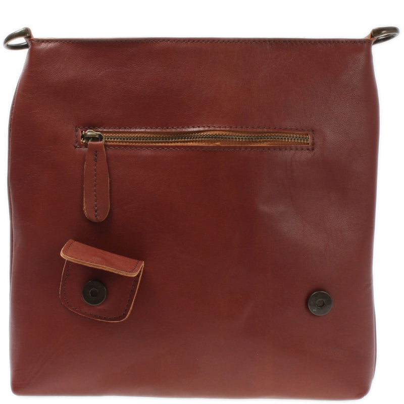Leconi Umhängetasche Ledertasche Schultertasche Leder rotbraun LE3027 Fabrikpreis