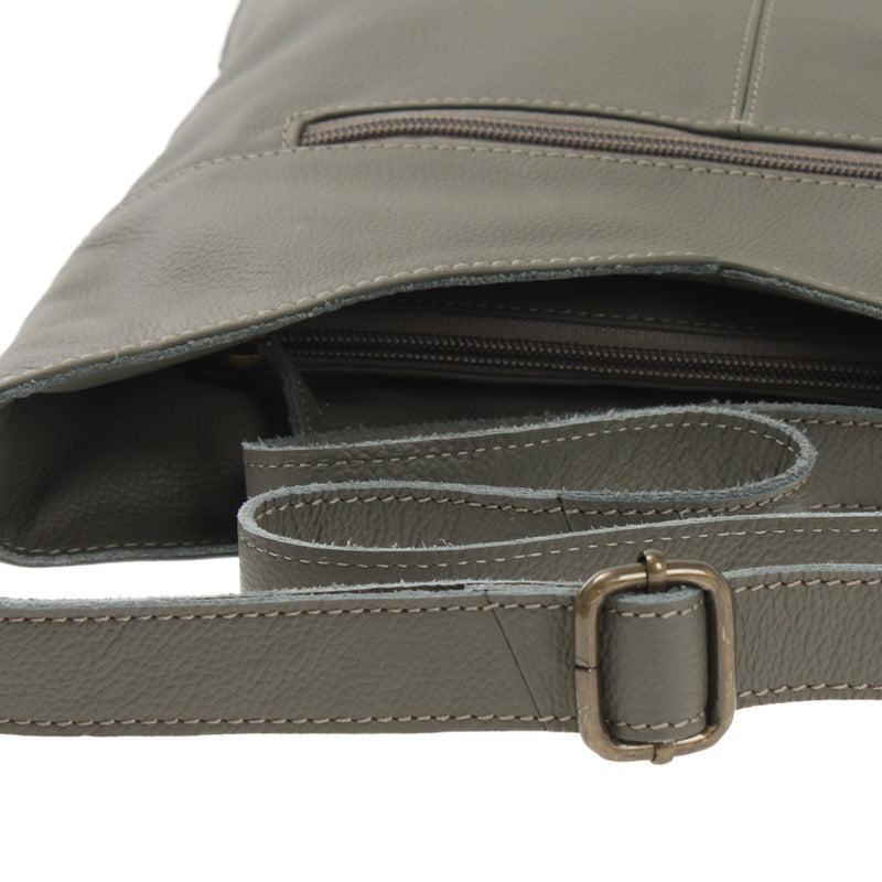Leconi Damentasche Umhängetasche Handtasche Leder oliv LE0065 Sonderangebot