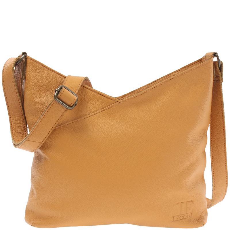 Leconi Damentasche Umhängetasche Handtasche Leder senf LE0065