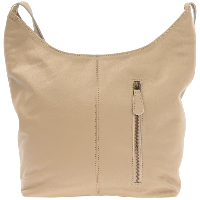Leconi mittlere Umhängetasche Schultertasche Beuteltasche Damentasche Leder sand LE0072 Günstig kaufen