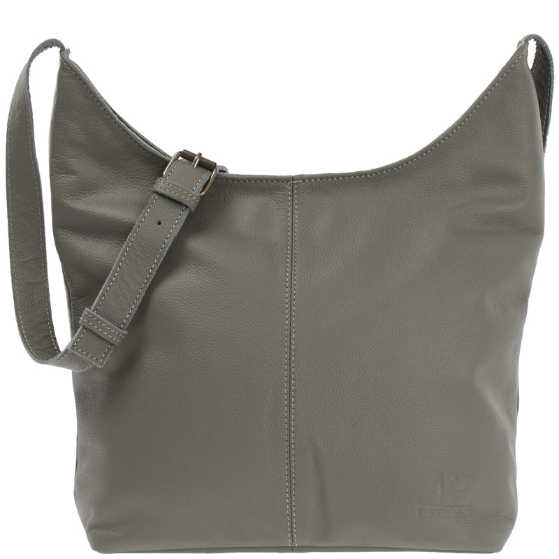 Leconi mittlere Umhängetasche Schultertasche Beuteltasche Damentasche Leder oliv LE0072