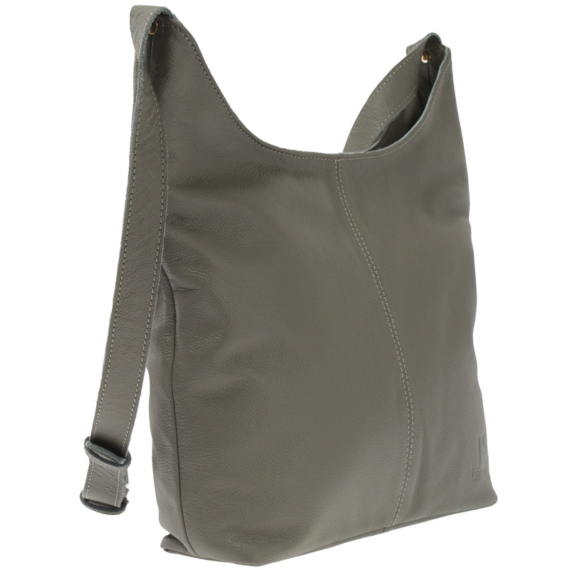Leconi mittlere Umhängetasche Schultertasche Beuteltasche Damentasche Leder oliv LE0072 Versandkostenfrei