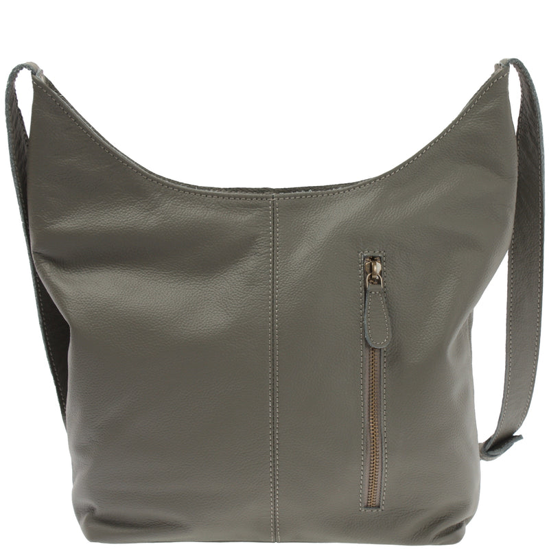 Leconi mittlere Umhängetasche Schultertasche Beuteltasche Damentasche Leder oliv LE0072 Versandkostenfrei