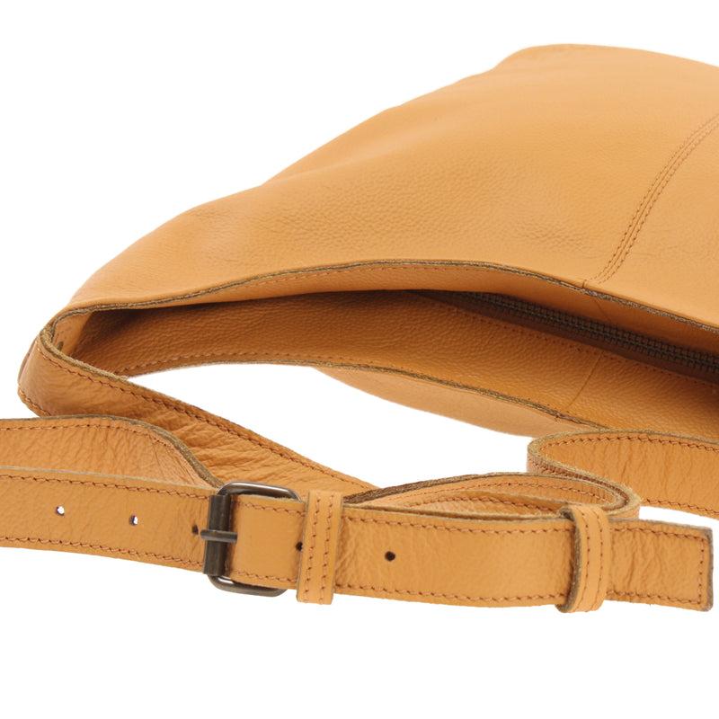 Leconi mittlere Umhängetasche Schultertasche Beuteltasche Damentasche Leder senf LE0072 Großer Ausverkauf