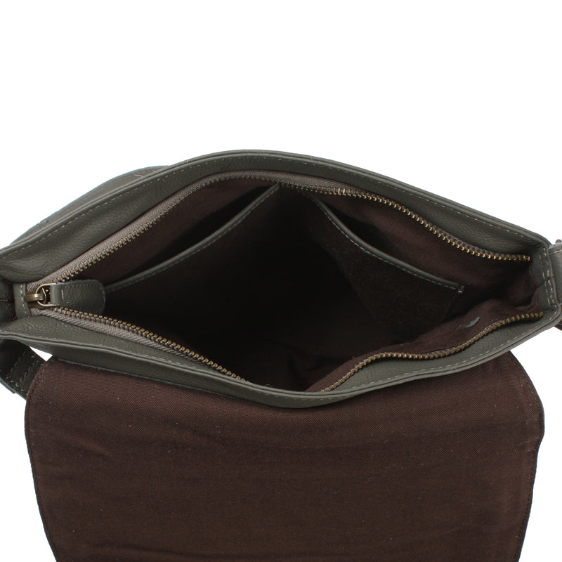 Leconi Umhängetasche Ledertasche Damen Schultertasche Leder oliv LE3073 Flash Sale