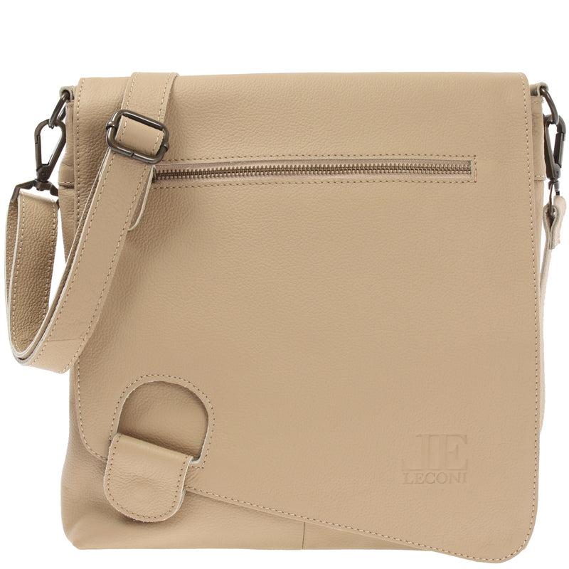 Leconi Umhängetasche Ledertasche Damen Schultertasche Leder sand LE3073